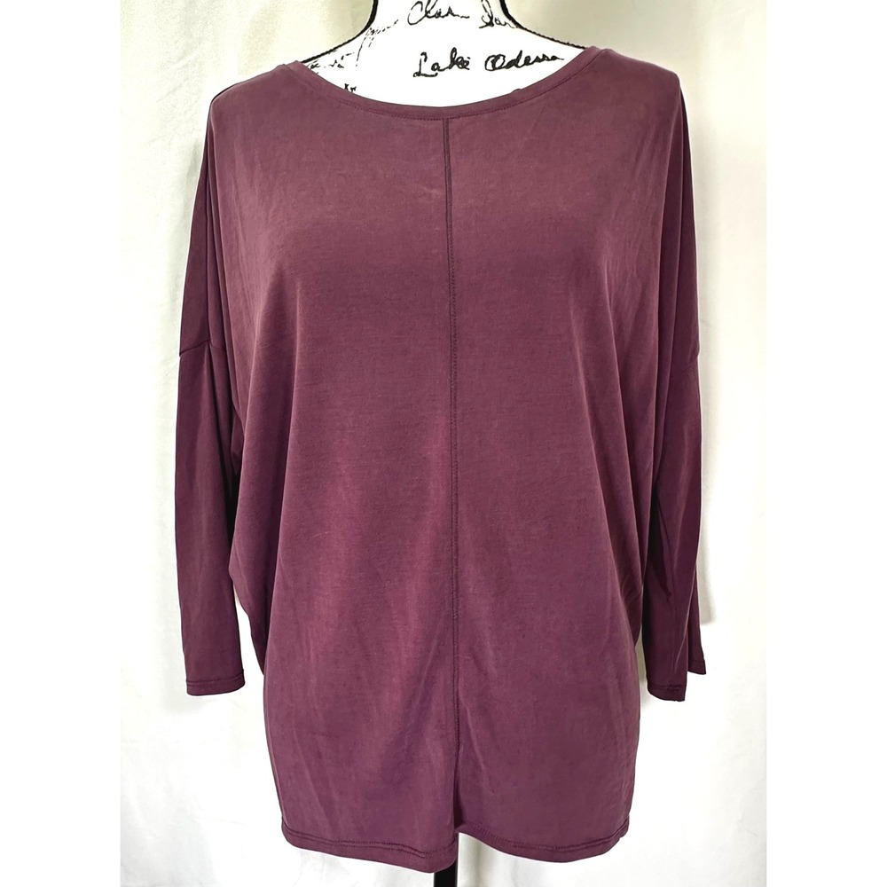 Ophelia Roe Relaxed 3/4 Sleeve Dolman Design Top Women's S Plum Drapey Style